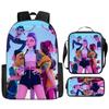 School Season Kpop Demon Hunters Student School Bag Girls Large Capacity Middle School Student Backpack Three-Piece Set