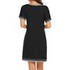 Women Fashion Short Sleeve Causal Patchwork Pullover Loose Home Sleep Dress