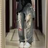 Damen High-Waist Retro Slimming Ripped Straight Leg Jeans