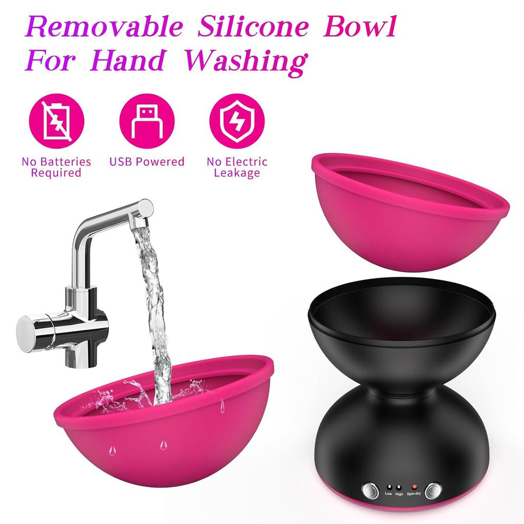 Portable Electric Makeup Brush Cleaner Automatic Brushes Washing and Drying Machine with Built In Silicone Bumps 2