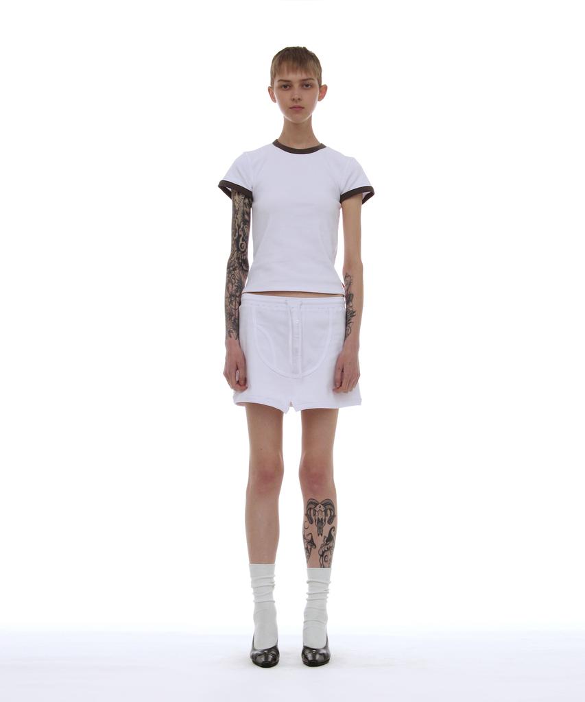 PARTIMENTO WOMEN Pwc Brief Detail Mini Skirt_White