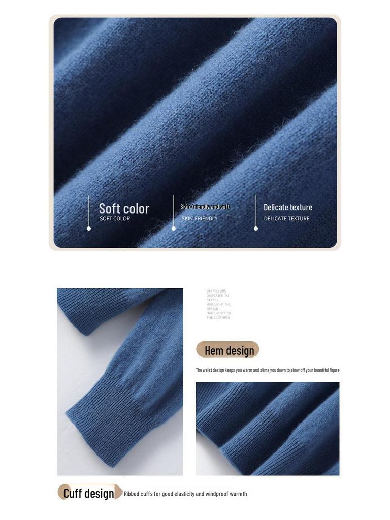 Dámský lehký pletený svetr s dlouhým rukávem s výstřihem do V – nový styl jaro/podzim, jednobarevný svetr.