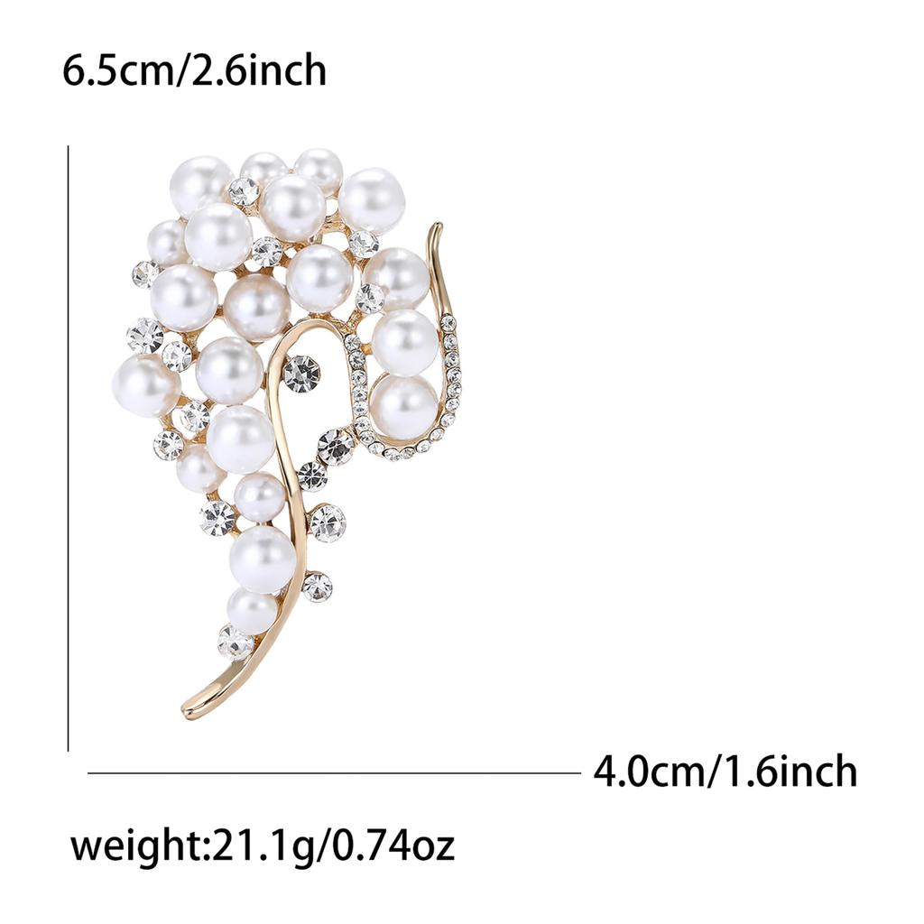 Delicate Alloy Diamond-Encrusted Pearl Brooch Temperament High-End Women'S Cardigan Coat Corsage Jewelry Pin