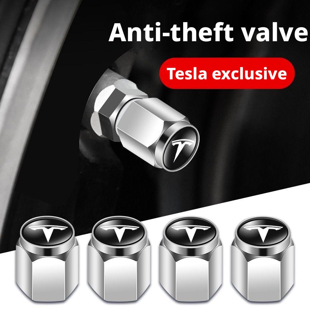 4Pcs Metal Car Wheel Tire Valve Stem Dust Cap Accessories For Tesla Model 3 Y S X 2021 Roadster Cybertruck Juguete