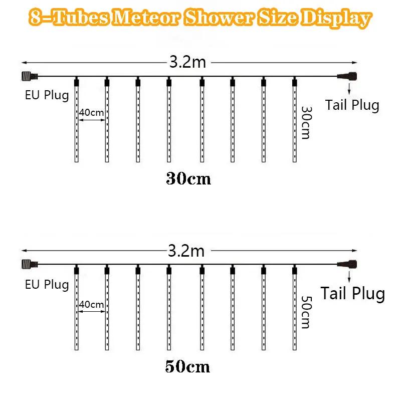 EU Plug Meteor Shower Led Fairy String Lights Street Garlands Party Decorations for Holiday Halloween Wedding Birthday Christmas