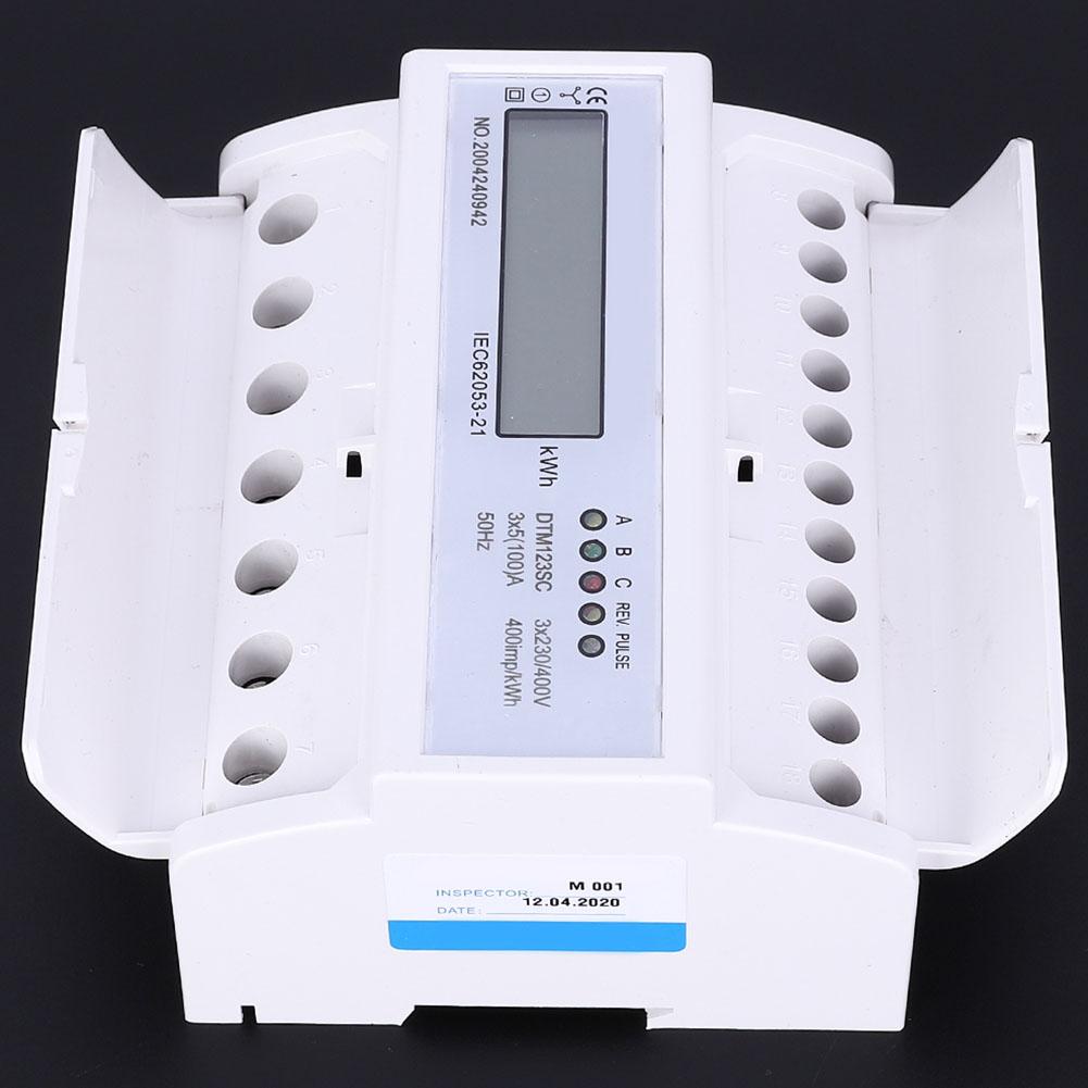 Three Phase Electricity Meter, Energy Meter KWh Meter DIN Rail Digital Electricity Meter Three Phase Power Meter Voltage Tester