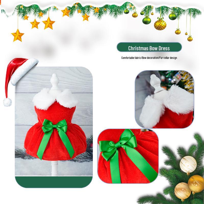 Goldener Samt Weihnachtsmannkostüm für Haustiere - Weihnachtsfeiertagsoutfit