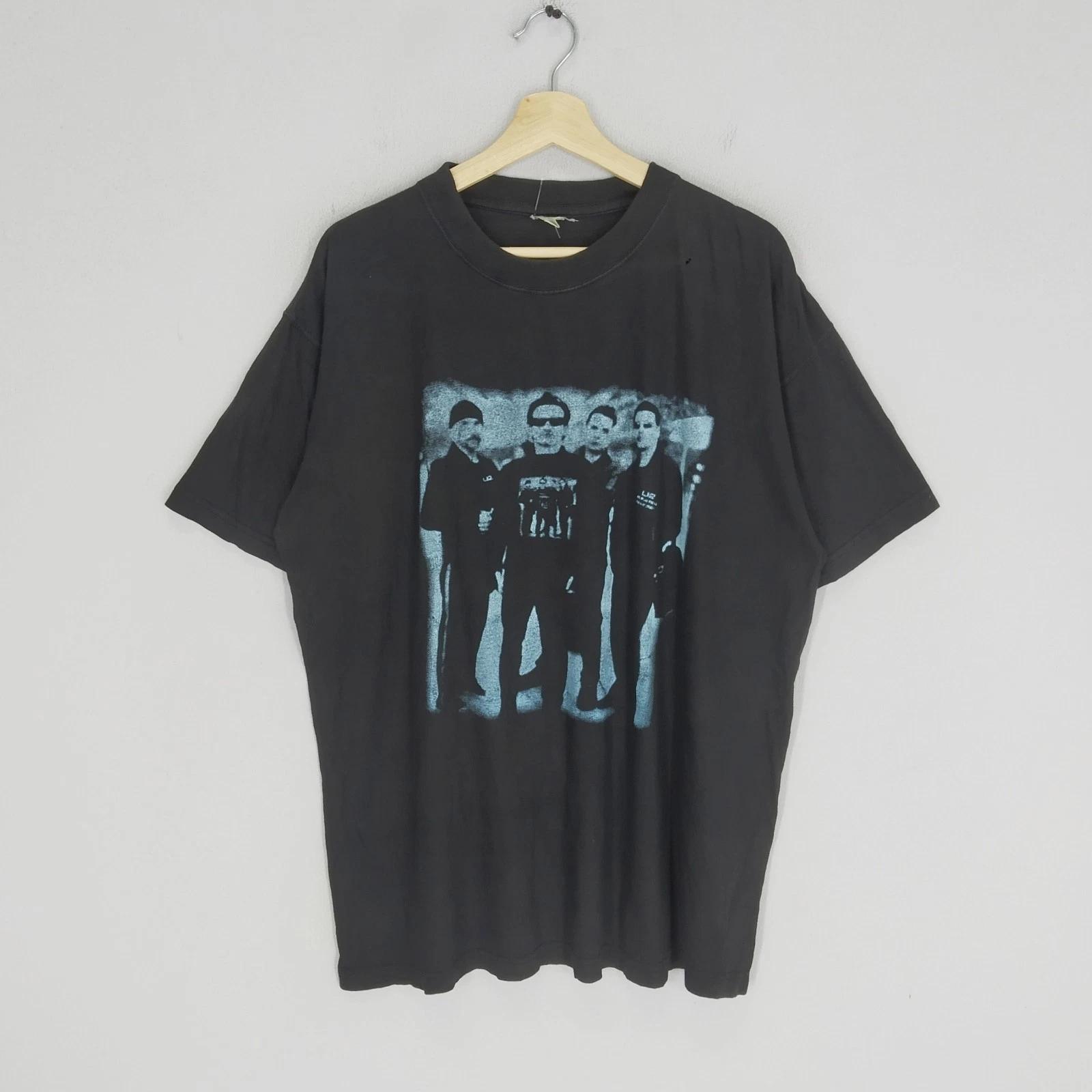 Vintage U2 Alternative Rock Band Black Tshirt Backprint Tour Promo Music T-shirt XL