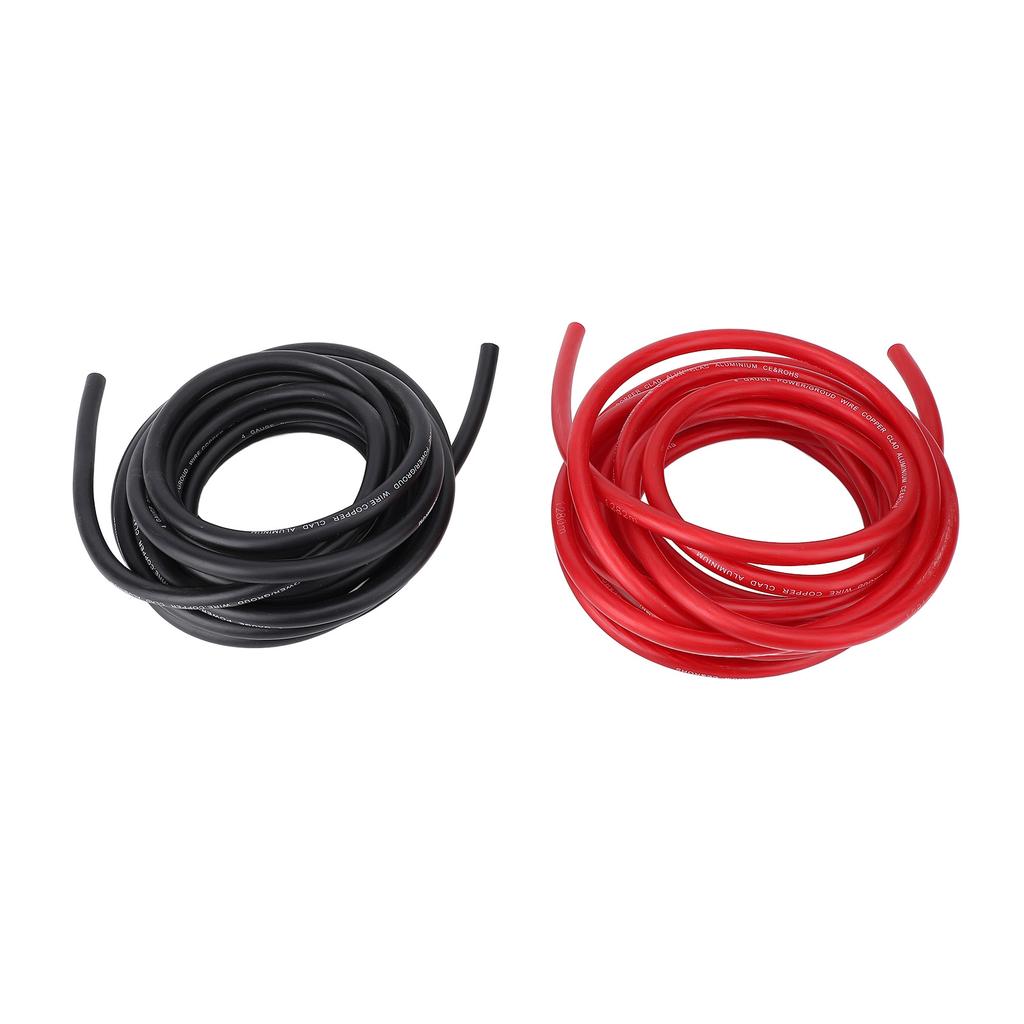 4AWG 20ft Power Cable with Line Tail Heat Shrink Tube Black Red Flexible Power Ground Wire Kit for Car Radio Speaker