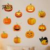 Decorative Jack O' Lantern Wall Art 3 Sheets Halloween Ghost Face Pumpkin Sticker, Cute Black Cat PVC Window Decals for Parties Decals, Waterproof