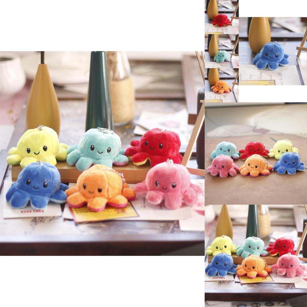 Uroczy Dwustronny Mini Pluszowy Brelok Ośmiornica Słodka Miękka Zabawka Zawieszka do Torby