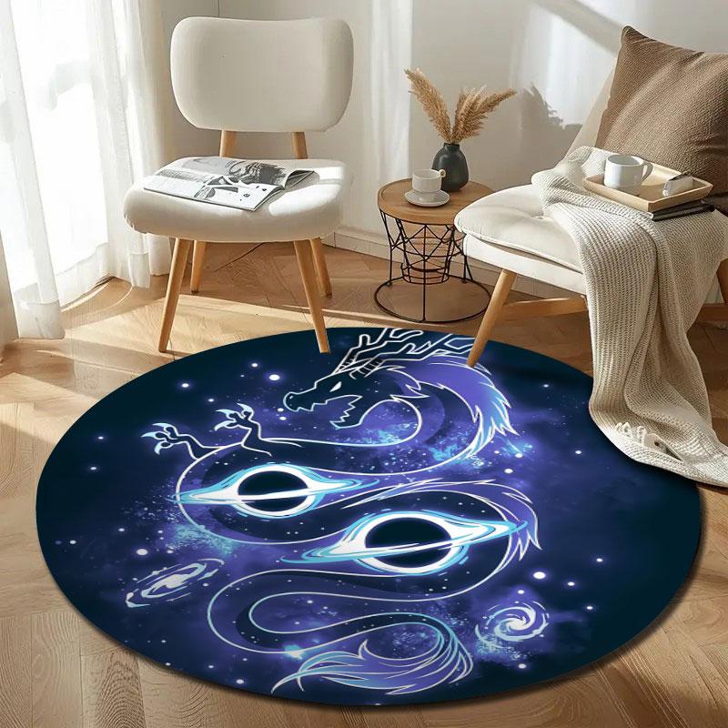 Elegant Round Gothic Multicolor Floor Rug, Non-Slip Floor Mat for Kids Room