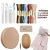 Sock Darning Kit Wooden Disc With 9 Needles Darning Egg Mending Sock With Threader And 10 Colors Sewing Threads For Sock Darning