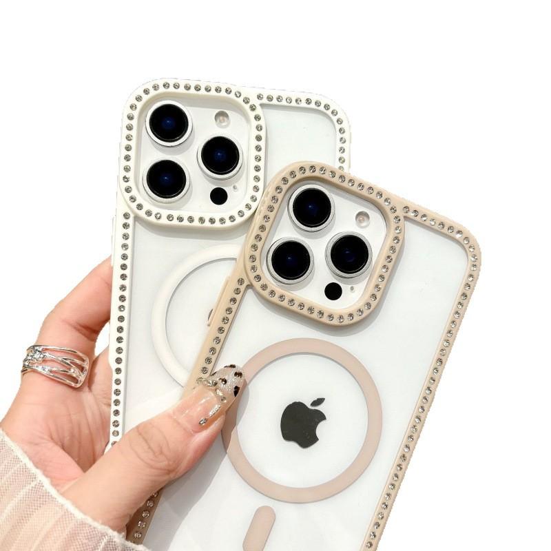 Apple 16 ProMax Flash Drill Mobile Phone Case Suitable for IPhone 15 Transparent Rhinestone 17 Magnetic PC Hard Case Protection Case