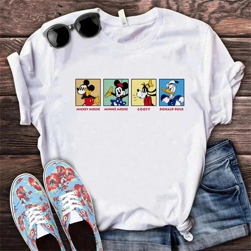 2025 New Fashion 26 Letter Print Women's T-shirt Disney Minnie Top Casual T-shirt Summer Short Sleeve Pattern Women's Clothing