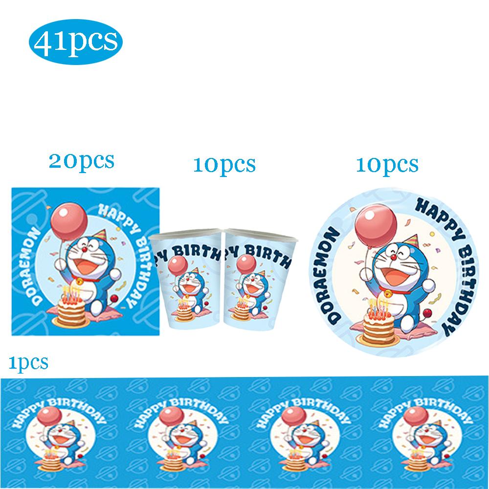 Cartoon Doraemoned Birthday Party Decor GameCartoon Dor Disposable Tableware Cake Topper Kids Boy Party Supplies Baby Shower Toy
