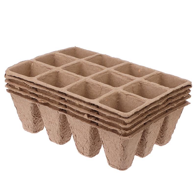 5 bucăți tavă de pepinieră cu 12 găuri, pulpă biodegradabilă pentru grădinărit, tavă de semănat, plantator de semințe, instrumente pentru sistem de creștere hidroponică
