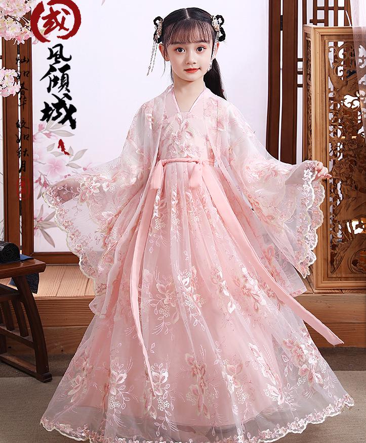 Girls' Hanfu Dress: Super Fairy Princess Long Sleeve Chinese Style for Autumn/Winter