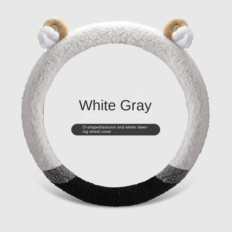Autumn Winter Plush Steering Wheel Cover Car Warm Steering Wheel Cover Cartoon Warm Cute Car Steering Wheel Cover Cute Deer Horn
