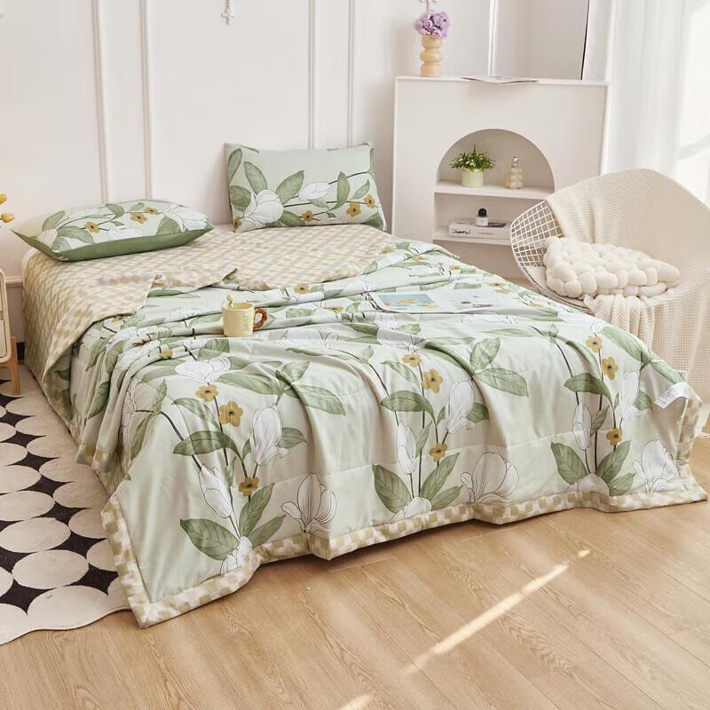 Jie Li Ya Pure Cotton Summer Quilt - Mu Yu Hua Kai Green