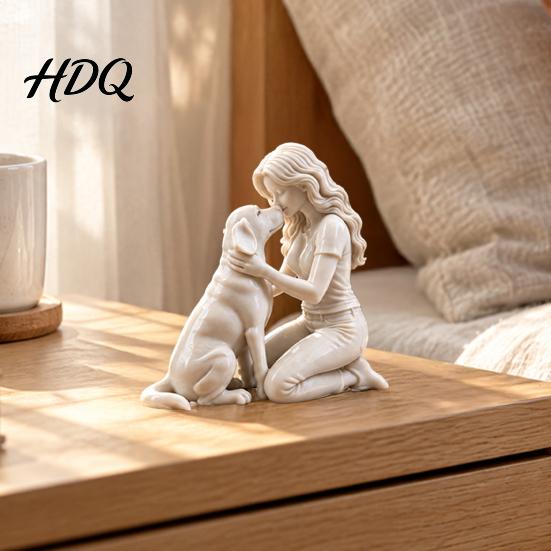 Gift for Dog Owners Woman And Figurine 3D Printed Pet Memorial Statue Personalized Statue Mom Desk Decor Sculpture Living Room Bedroom Desktop