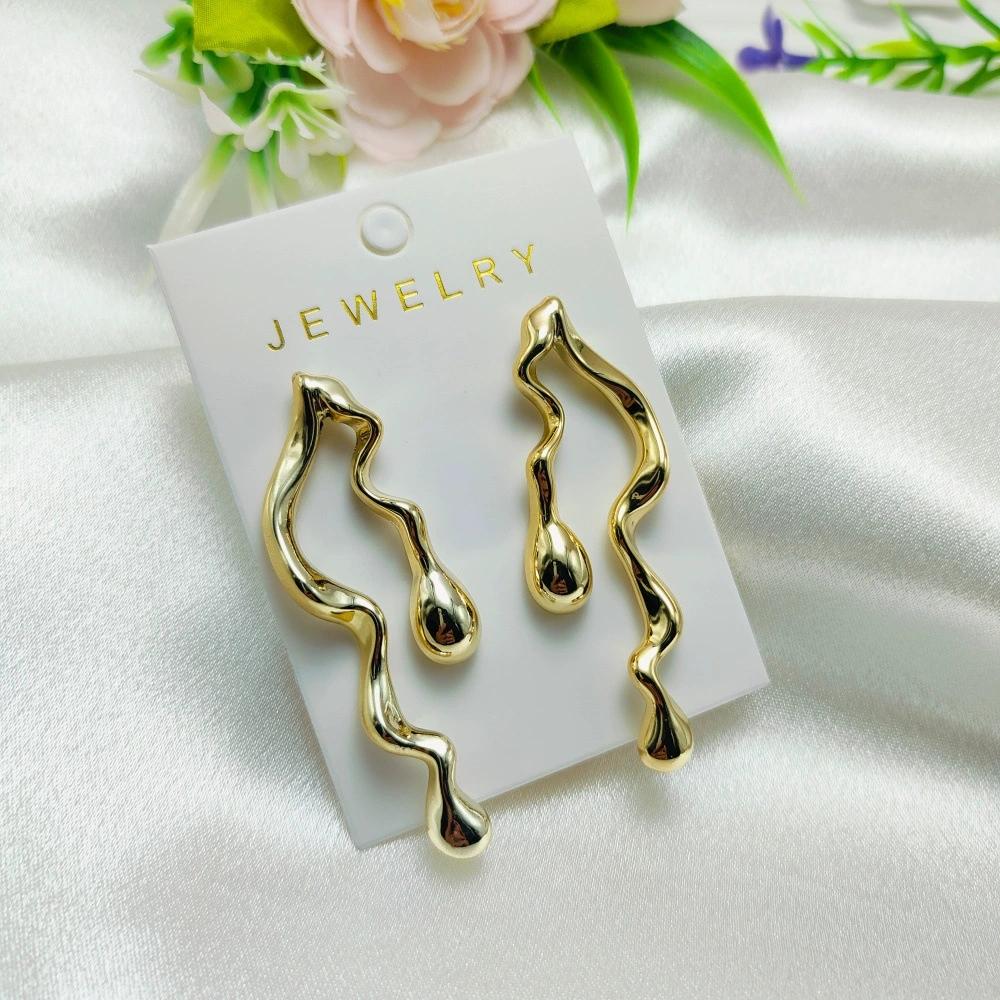 

Irregular Liquid Water Droplet CCB Golden Long Drop Earrings for Women Simple Personality Exaggerated Smooth Creative Zircon
