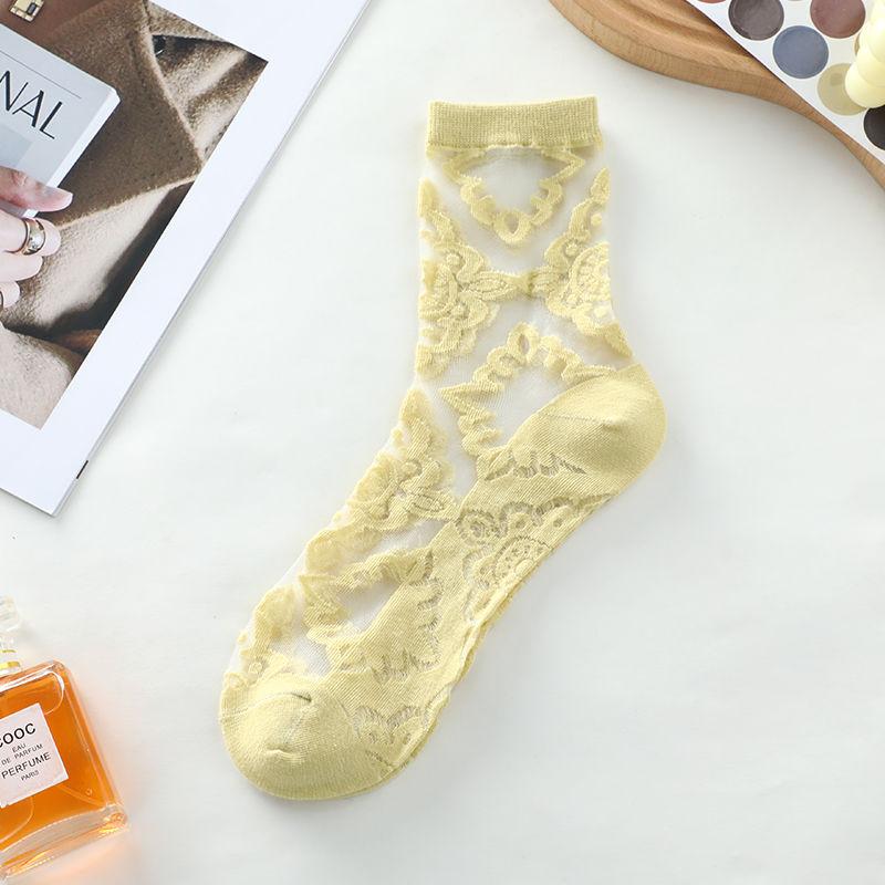 

5 пар тонких чулок для женщин, прозрачные, из шелка, с выемкой в стиле ретро, с персонализированной хлопковой подошвой из стекловолокна 5 pairs