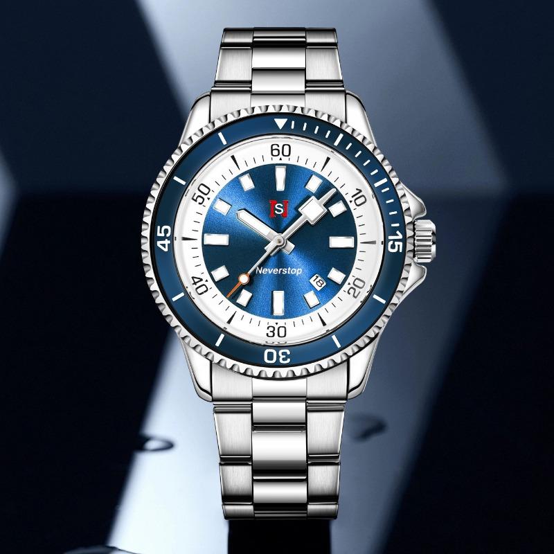 Top Neue Herrenuhr Klassischer Business-Stil Stahlband Quarzuhr Leuchtender Kalender Herrenarmbanduhr