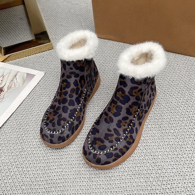 

Mao Mao женские зимние ботинки большого размера, новая универсальная модель с леопардовым принтом, толстая подошва, утолщенные теплые хлопковые ботинки 36 фиолетовый