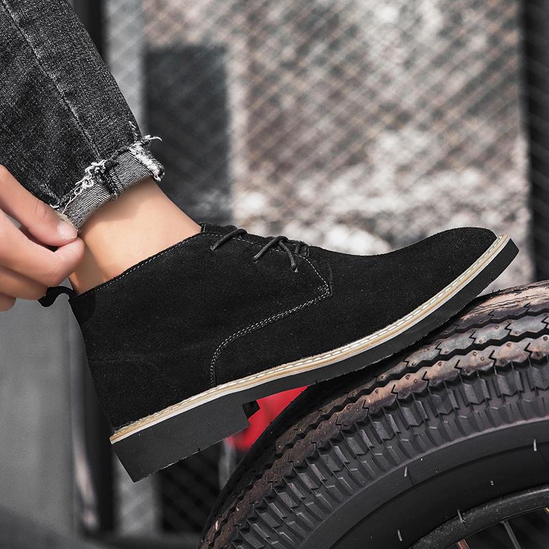 Fashion Western Boots Men Retro Suede Leather Flats Classics Men's Chelsea Boots Fashion Platform Shoes Formal Footwear