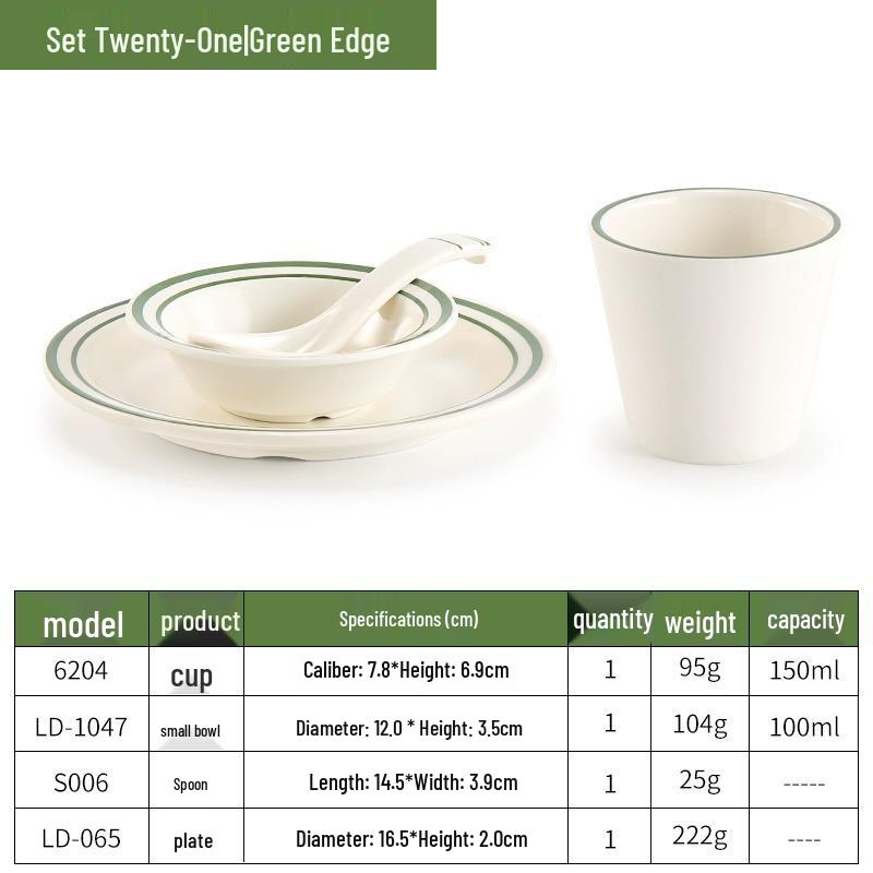 Melamine Four-Piece Table Set: Imitation Porcelain Plastic Bowls & Plates for Restaurants and Hotels