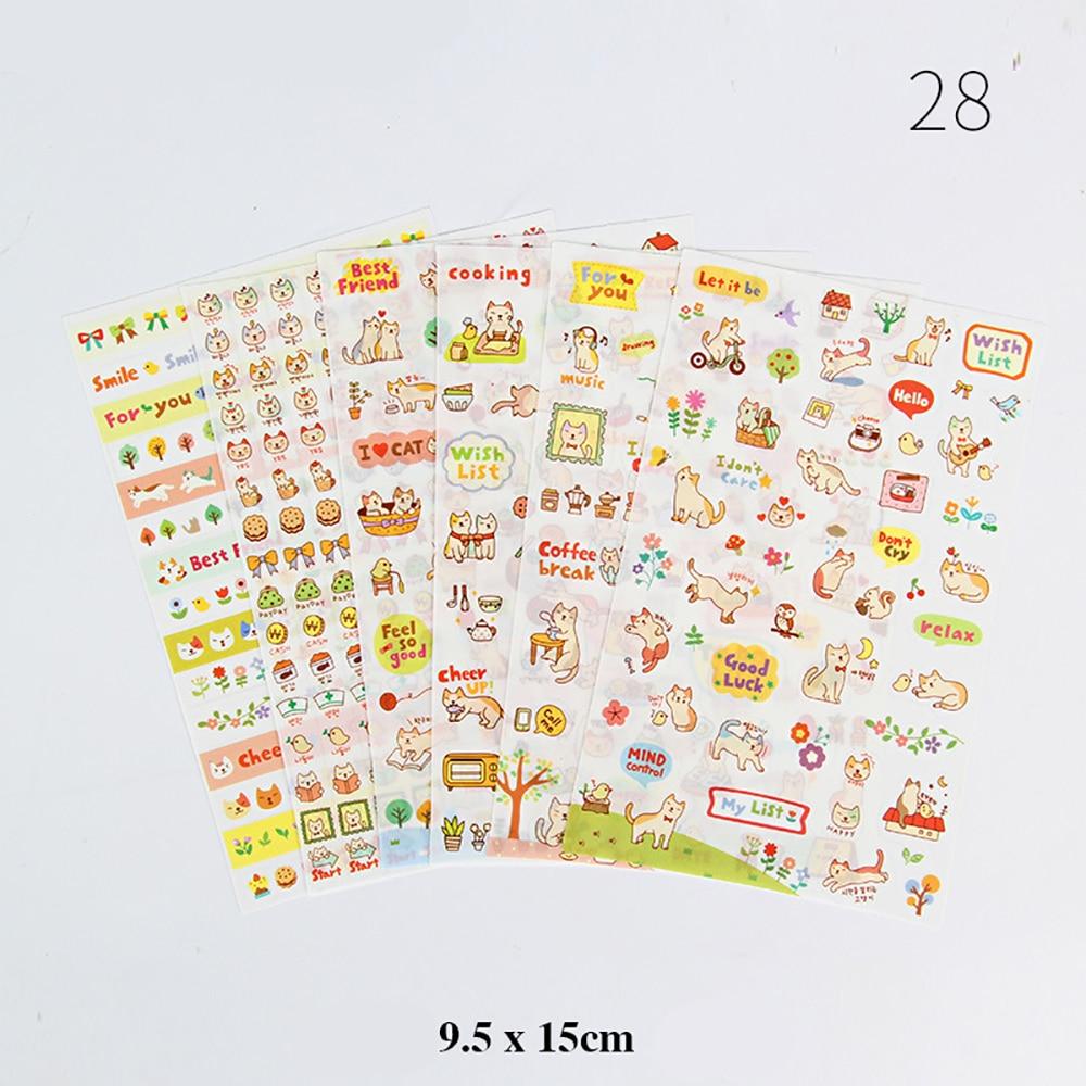 6 Sheets Cartoon Creative Stickers DIY Scrapbook Diary Phone Decorative Stickers Stationery