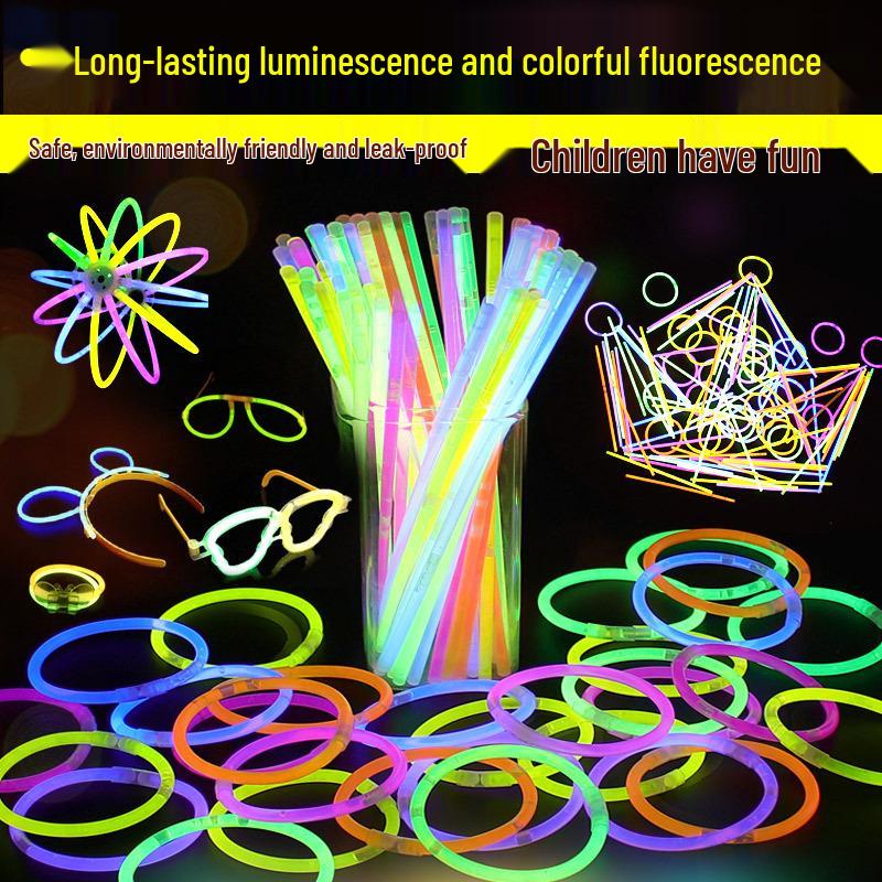 Disposable Seven-Color Glow Sticks with Connectors for Concerts and Dance Parties Bucket Pack Glow Sticks