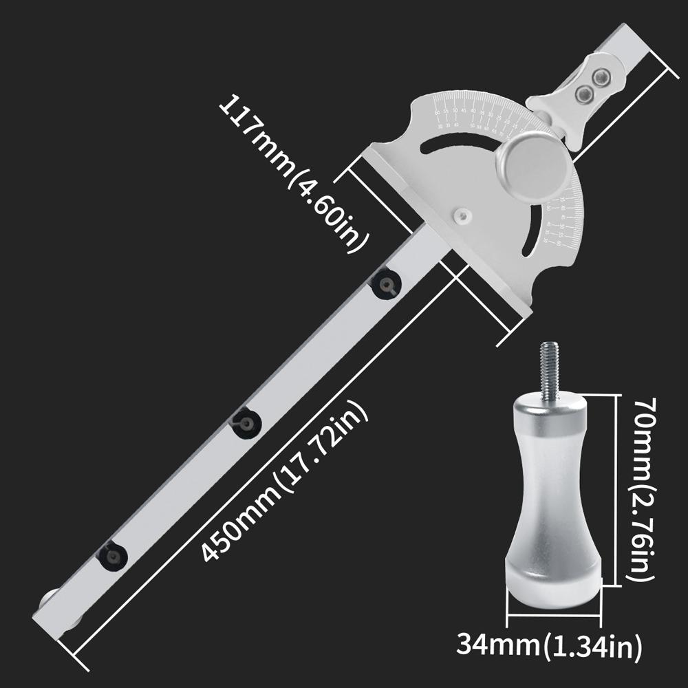 Universelle Tischkreissägen-Gehrungslehre, Aluminium-Winkelschiebelineal, schnelle Positionierung mit 27 Winkeln