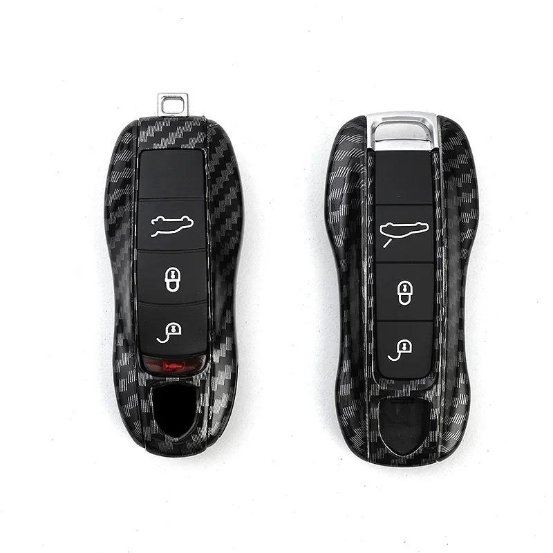 Pour Porsche Boxster Cayman Panamera Cayenne 911 Housse de Clé de Voiture 918 997 991 ABS Fibre de Carbone Étui à Clé Housse de Protection Accessoires