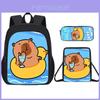 Capybara Cartoon Student Backpack With Breathable Oxford Fabric For School Use