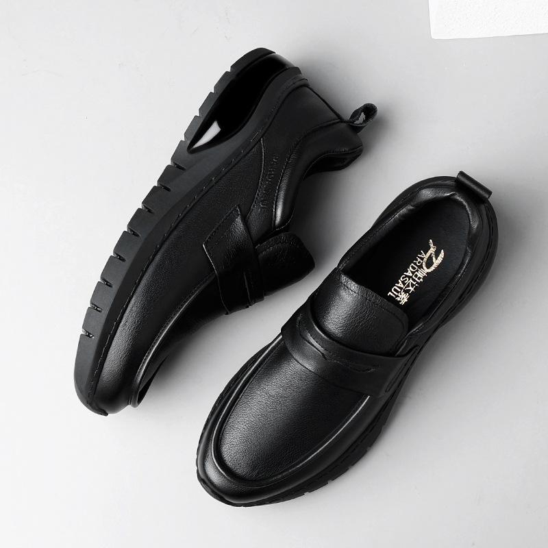 2025 Direct Supply Leather Men's Shoes Autumn New Fashion Casual Shoes Versatile Business Platform One Pedal Velvet Leather Shoes