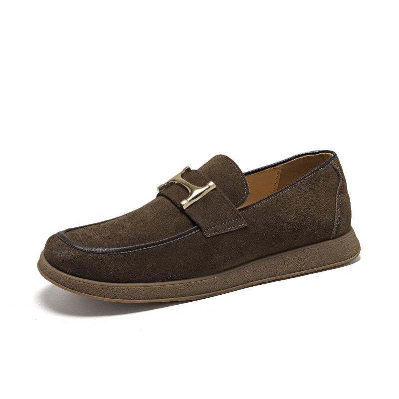 2025 Spring New Loafers Men's One-pedal Korean Version Trendy Versatile Casual British Leather Lazy Shoes Breathable