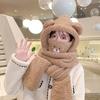 Winter fashion bear four-piece set cute thickened warm cold autumn and winter scarf one-piece trend popular hat woman