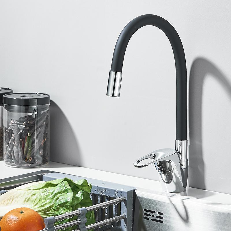 

Цветной силиконовый кухонный смеситель для раковины с гибким шлангом, вращающийся на 360 градусов, для горячей и холодной воды, с креплением на столешницу