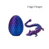 (Blue Purple) 3d Printed Dragon Eggs With Dragon Inside Fidget Toys For Kids Adult Articulated
