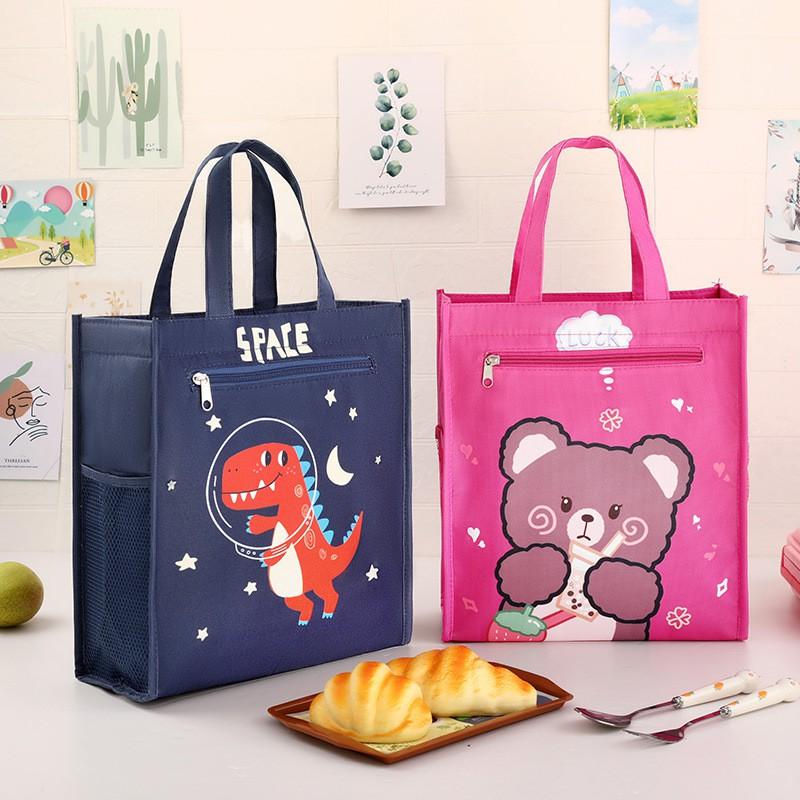 Large Insulated Lunch Bag Kids Waterproof School Meal Carrier Reusable Bento Tote Boys Girls Cartoon Style