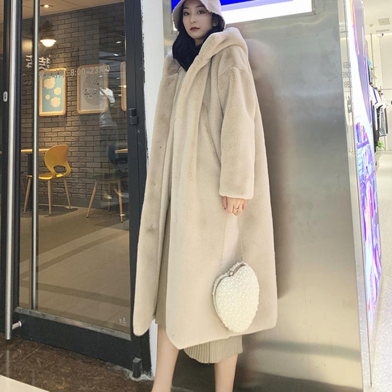 

Имитация норкового бархата, толстое свободное плюшевое длинное пальто 2XL белый