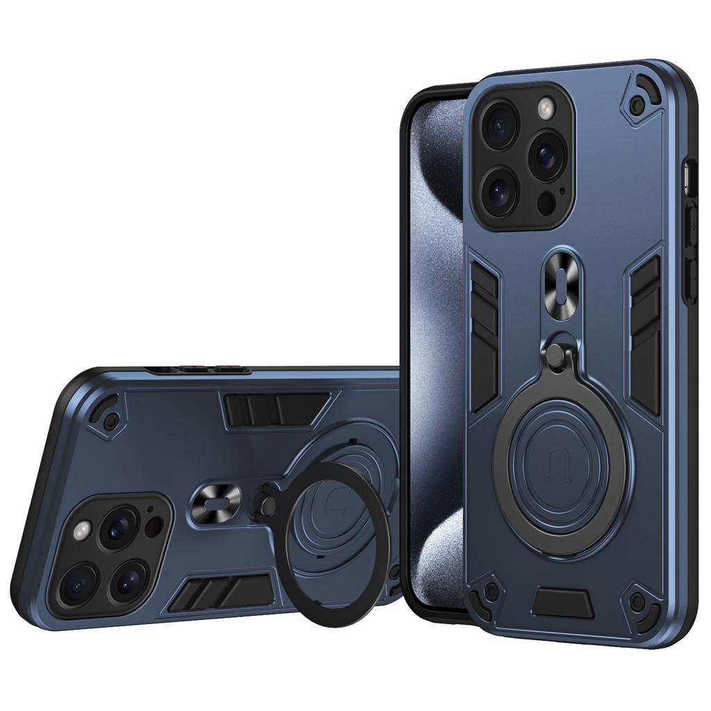 For iPhone 16 Pro Case Rotatable Kickstand PC+TPU Drop Protection Phone Cover