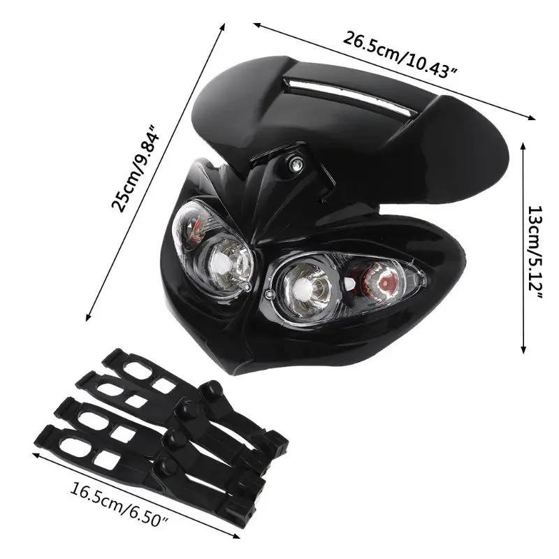 Racing Headlight Motorcyle Dual Head Lamp Led Fairing Light for Dirt Pit Bike ATV Hi Lo Beam Universal Motorbike 4 Eyes Headlamp
