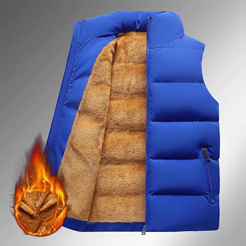 Men's Autumn and Winter Velvet Vest Teen Students Thickened Thermal Casual Thermal Stand-up Collar Vest