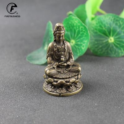 Antyczna brązowa figurka Buddy Guanyin Bodhisattwy, ozdoby w nowym stylu, małe miedziane figurki Buddów, miniatury, rękodzieło, wystrój domu