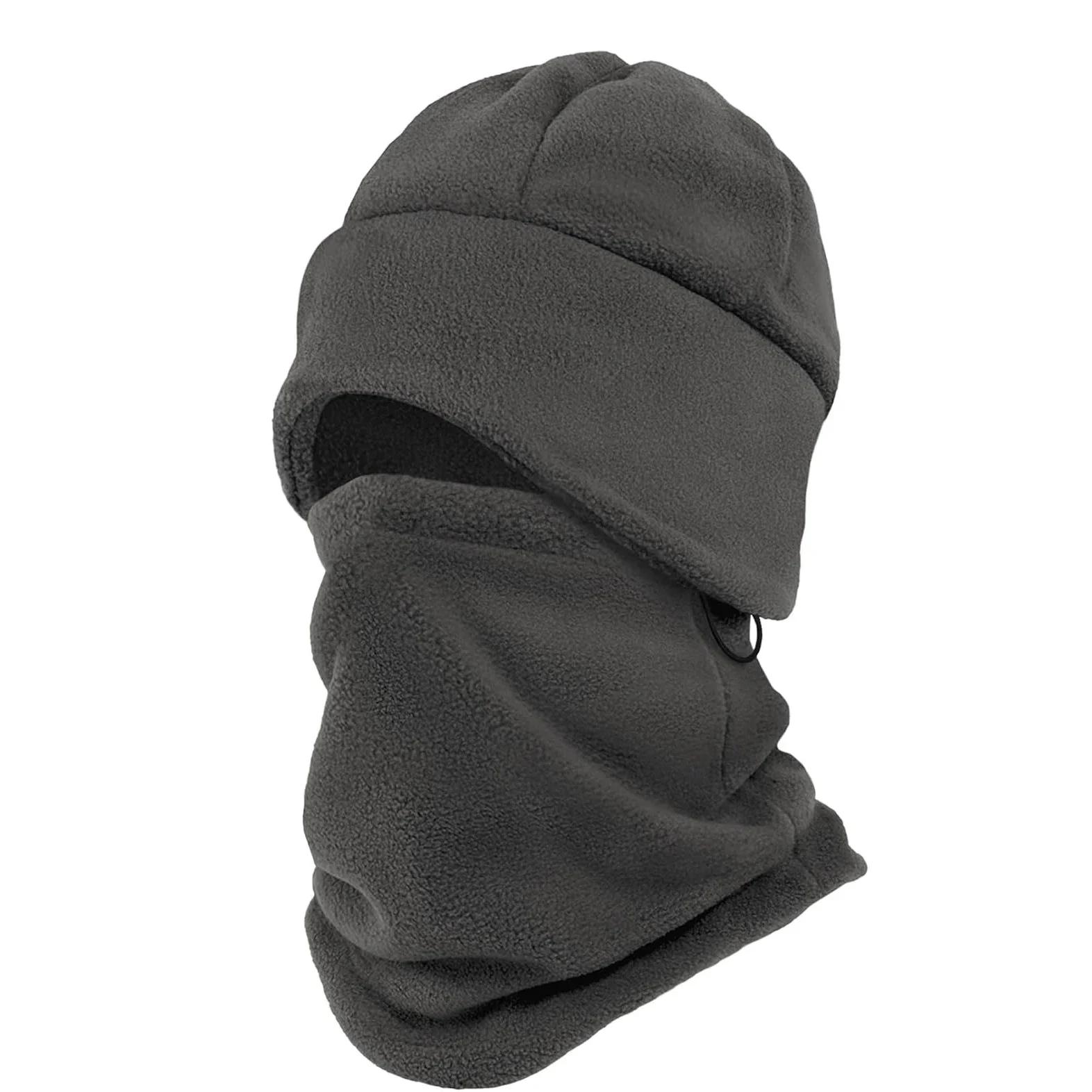 

Winter Beanie Hat Scarf Set With Ear Flaps Fleece Lined Skull Cap Windproof Neck Warmer For Men Women серый