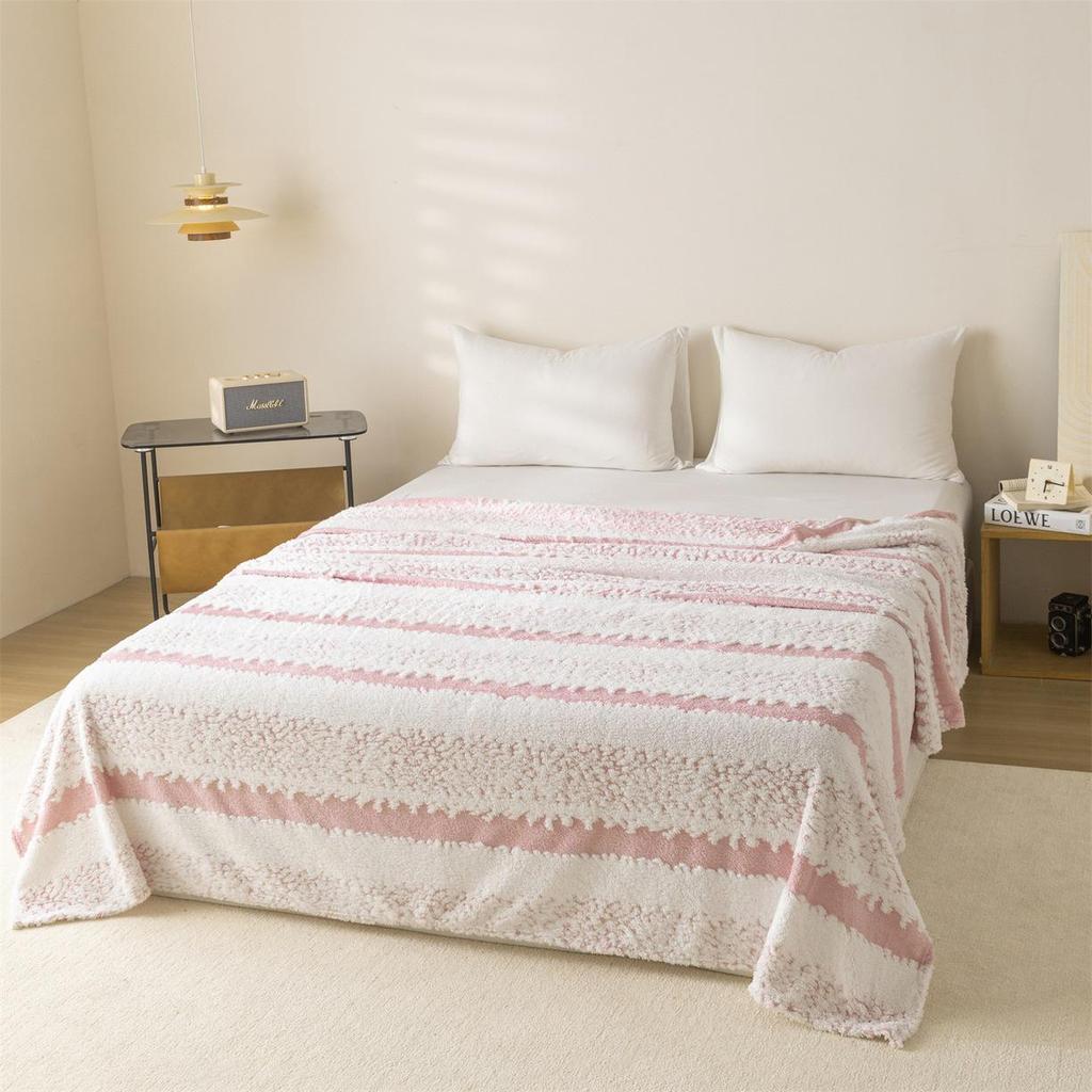 2025 Two-Tone Cationic Jacquard Blanket: Fresh, Stylish Stripes