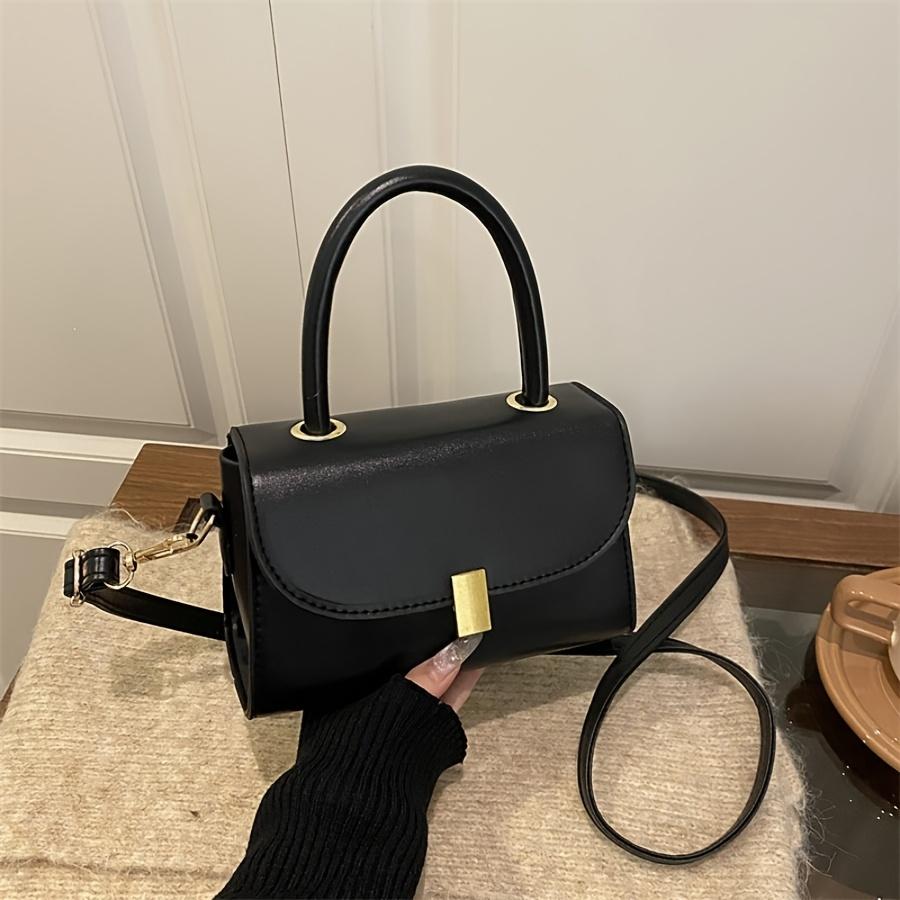 Korean style, solid color, simple small square handbag for women, elegant tote bag, suitable for commuting to work, shopping, dates, and casual wear.